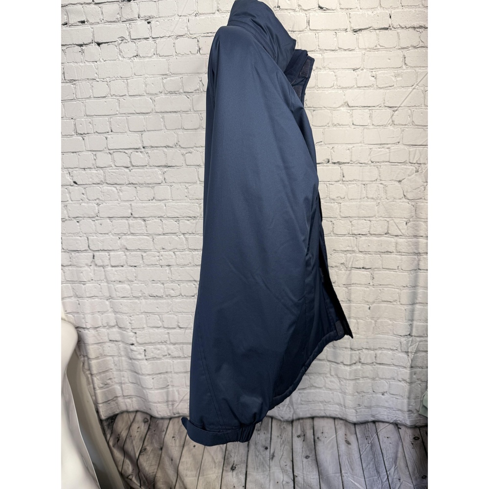 Nike Womens Blue Hooded Swoosh Textured High Collar Athletic Jacket Small - Picture 4 of 10